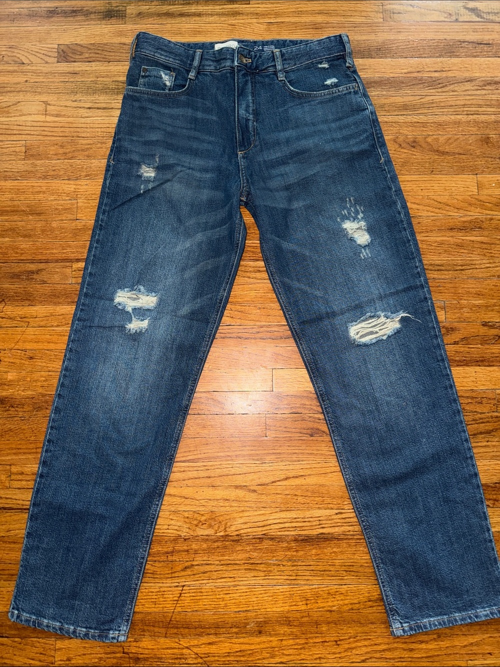 Anthropologie Pilcro Distressed Blue Denim Jeans - Classic Straight Fit